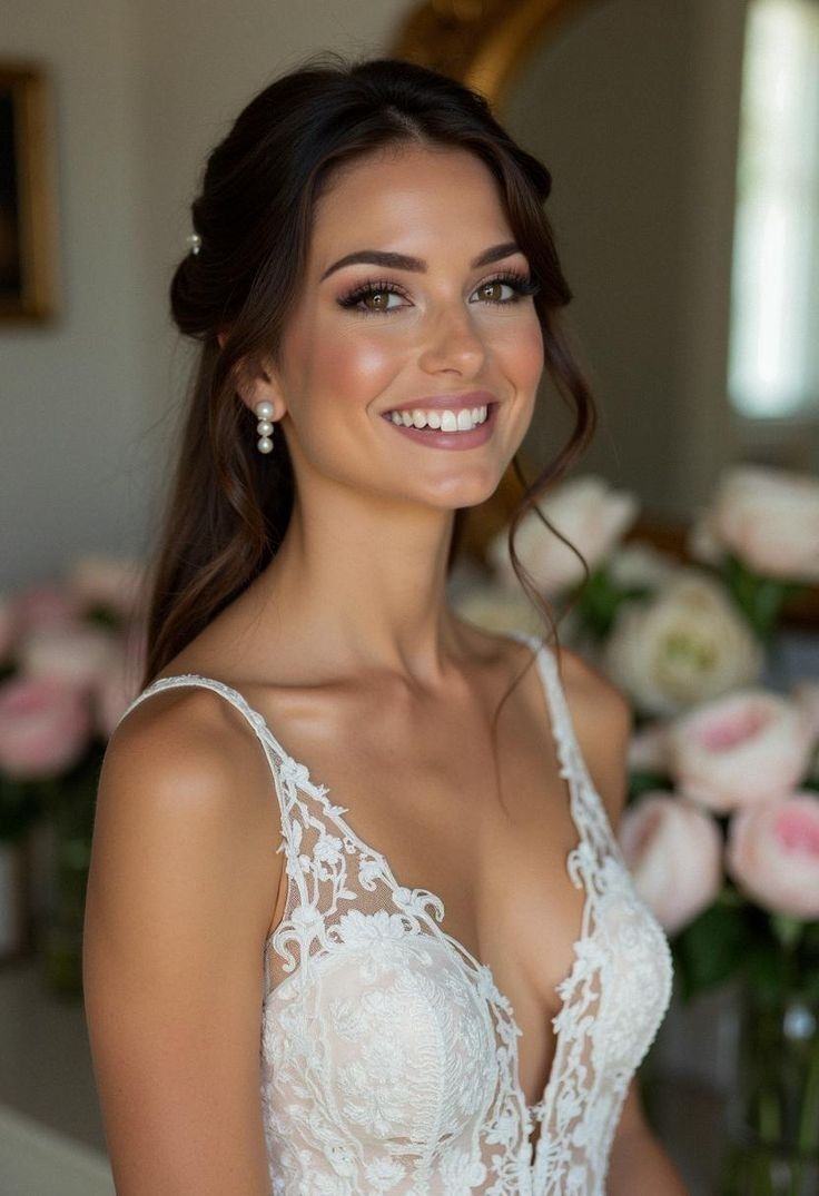 Mariée avec maquillage professionnel naturel réalisé pour un mariage